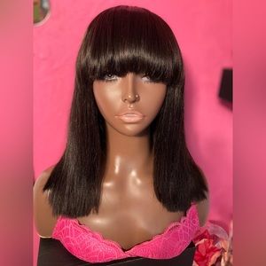 High Density Yaki Straight Brazilian Human Hair 5x5 Lace Wig